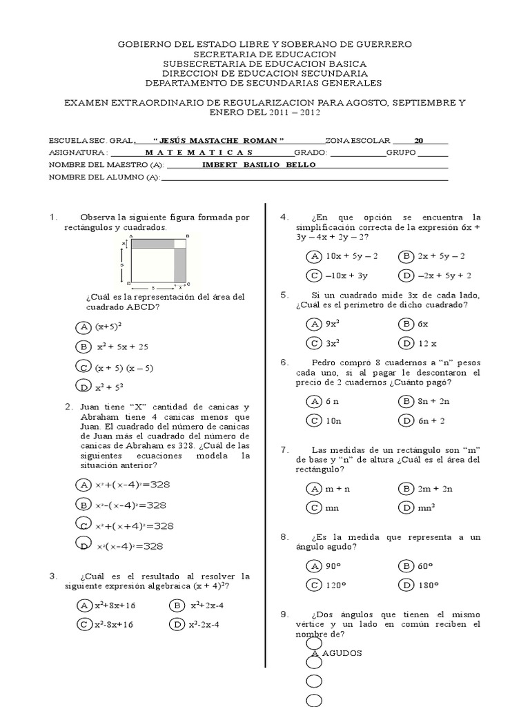 Examen Extraordinario de Matemáticas | PDF | Politopos | Triángulo