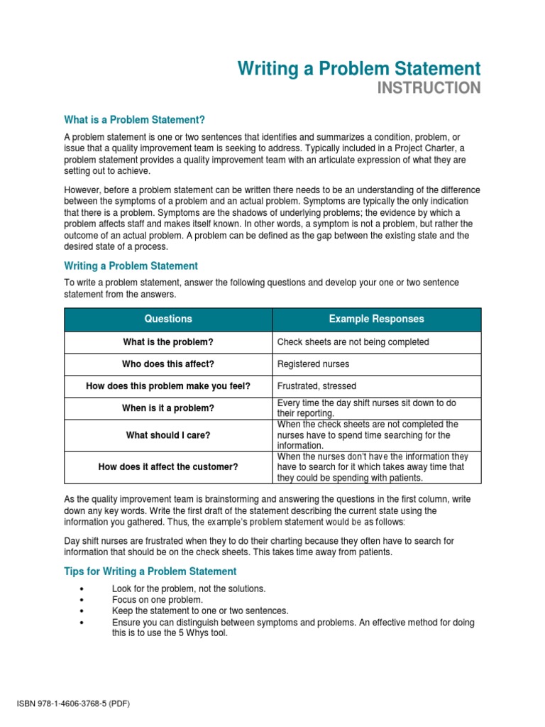 Problem Statement | PDF | Nursing | Quality Management