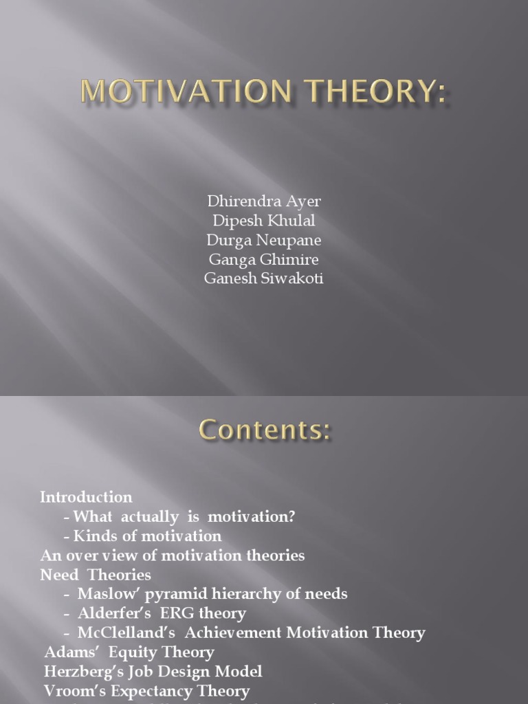 Motivation Theories Overview | PDF | Motivation | Motivational