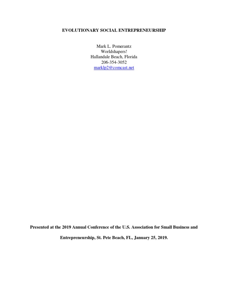 Evolutionary Social Entrepreneurship Insights | PDF | Social ...