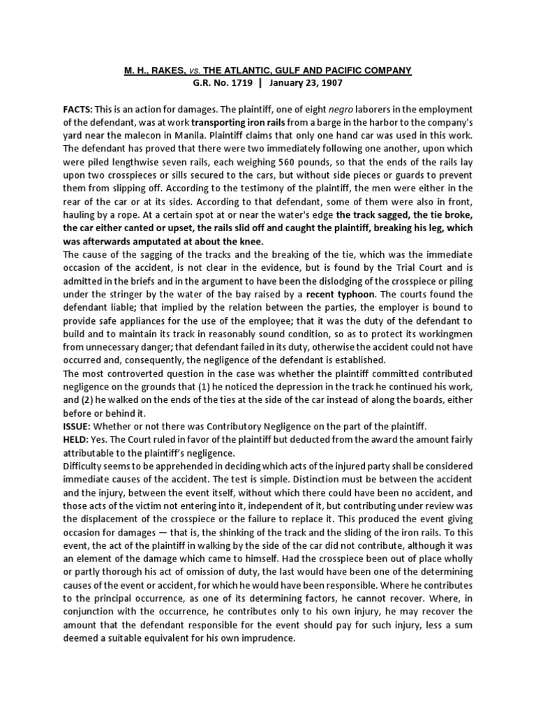 Ocampo M.H. Rakes vs. The Atlantic Gul PDF Negligence Common Law