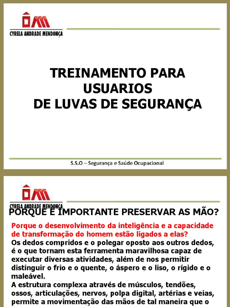Treinamento Proteção Das Mãos Pdf Mão Natureza