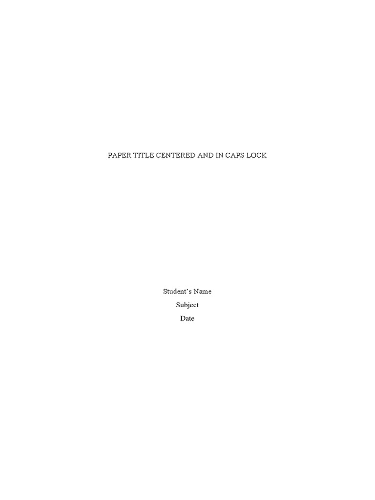 Paper Title Centered and in Caps Lock | PDF | Written Communication