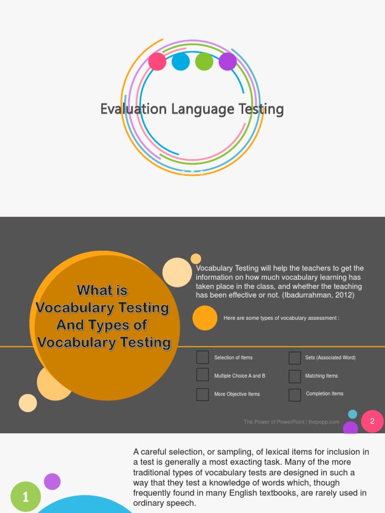 Types of Vocabulary Assessments | PDF | Vocabulary | Multiple Choice