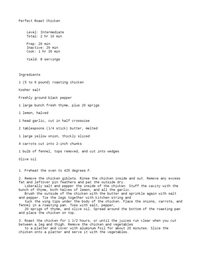 Perfect Roast Chicken Ppt