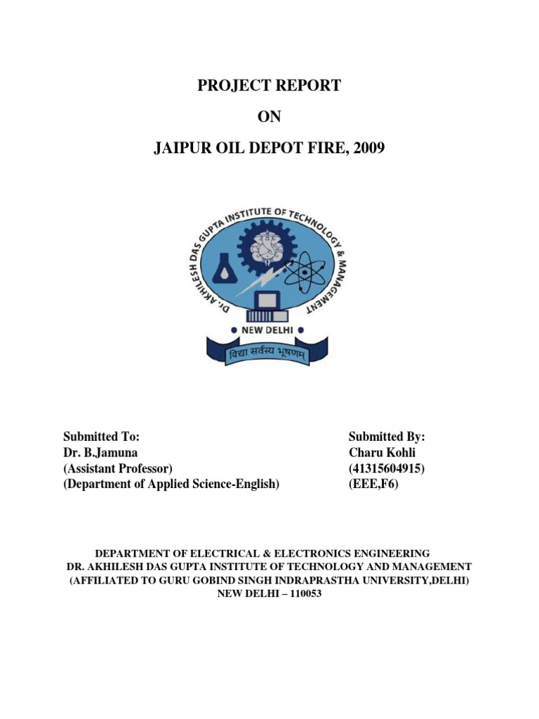 Project Report ON Jaipur Oil Depot Fire, 2009 PDF Pipeline
