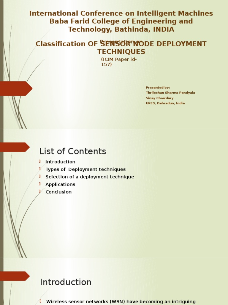 Sensor Node Deployment Techniques Overview | PDF | Wireless Sensor ...