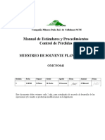 Manual de Estándares y Procedimientos Control de Pérdidas: Muestreo de Solvente Planta Oxidos