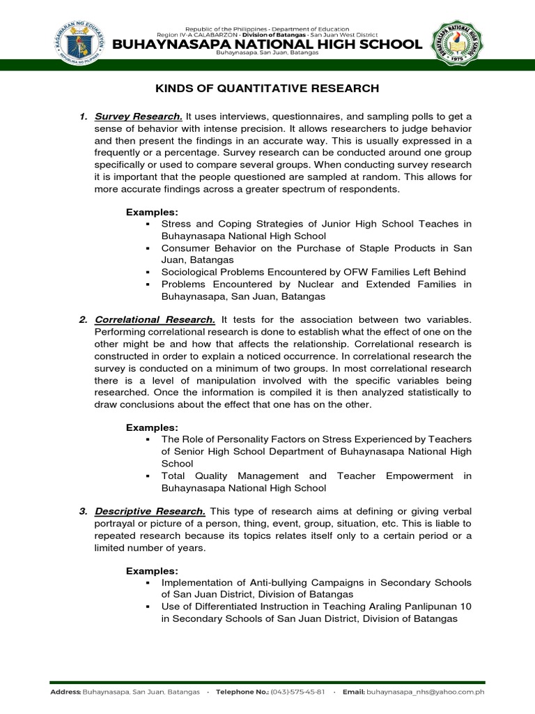 Types of Quantitative Research Explained | PDF | Survey Methodology ...