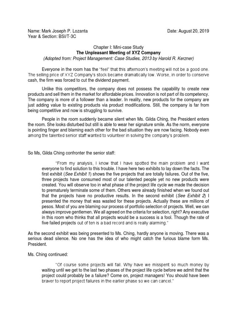 Case Study No 1 Pdf Project Management Economies