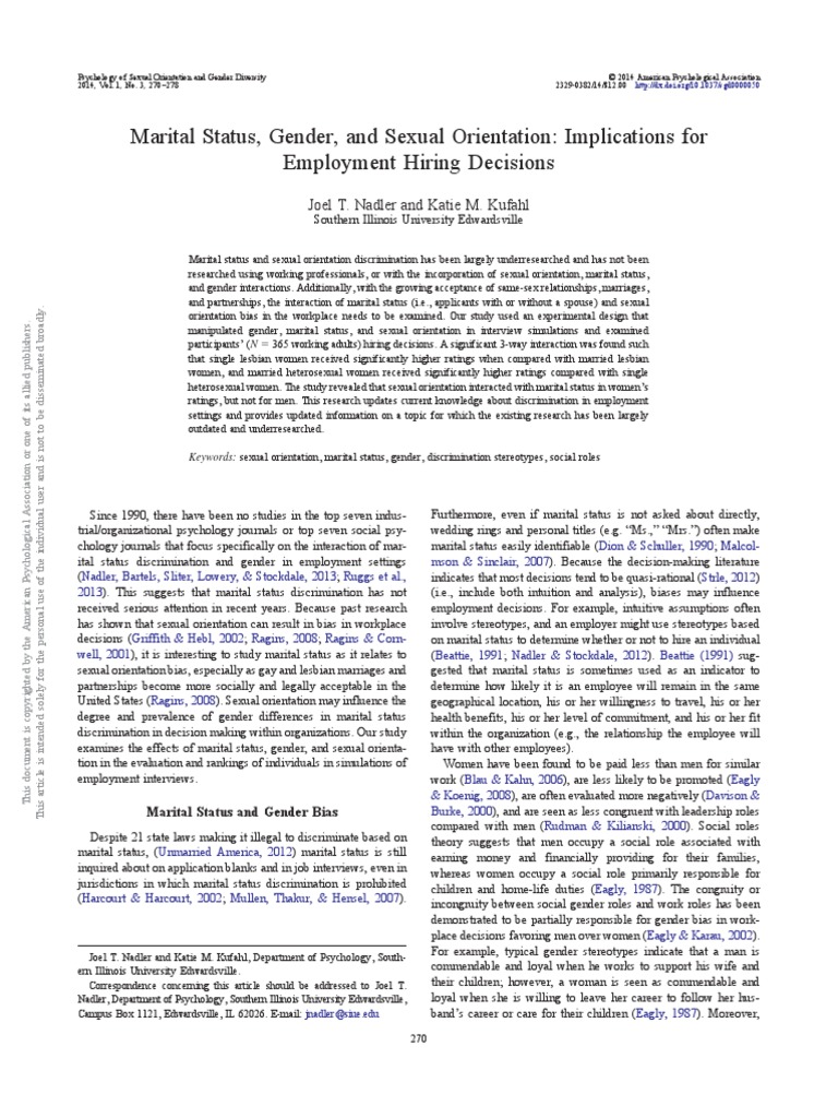 Marital Status, Gender PDF Gender Role Sexual Orientation