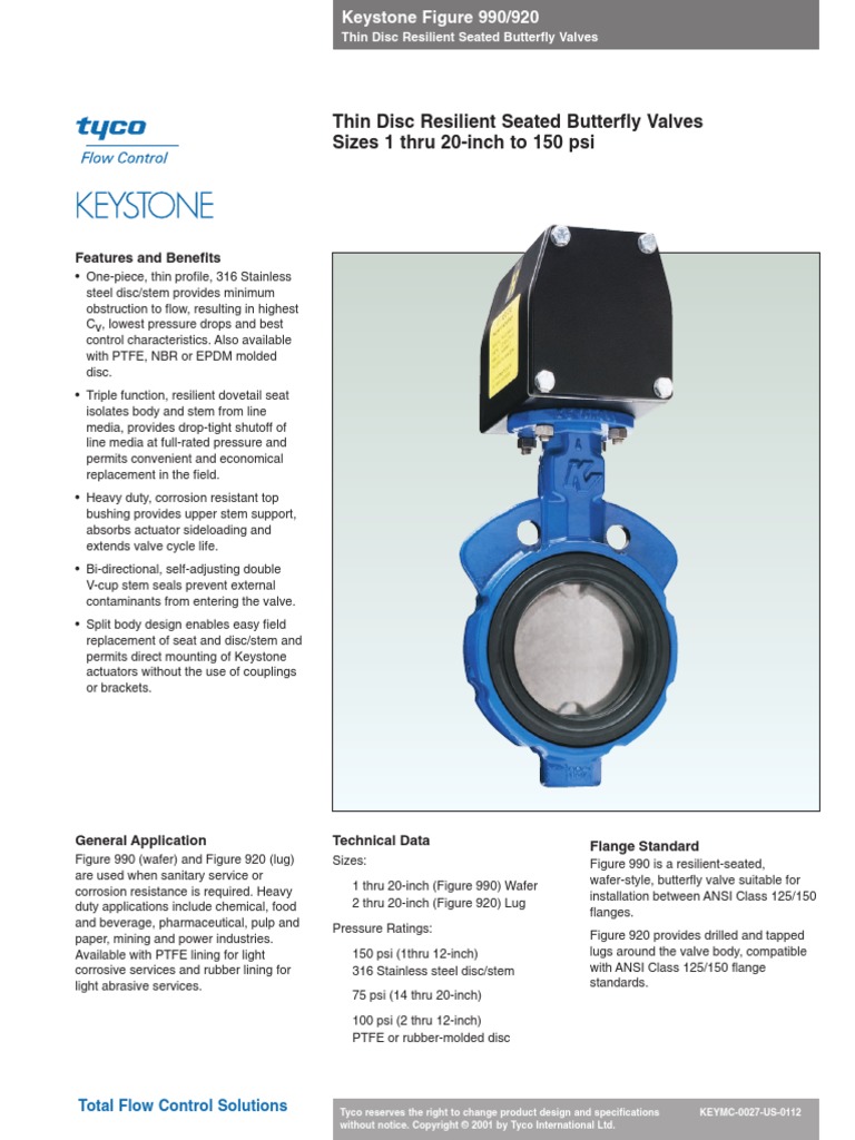 Keystone f990 920 Catalogo | PDF | Valve | Mechanical Engineering