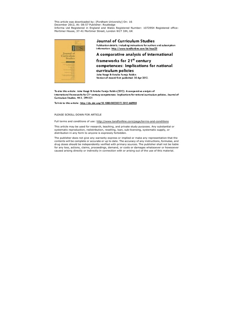 A Comparative Analysis of International Frameworks For 21st Century ...