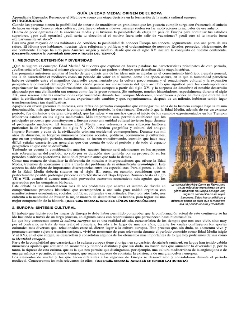 Guía Edad Media Origen de Europa | PDF | Santo Imperio Romano | Edades ...