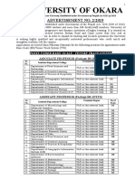 Advertisement of Faculty Hiring UoO Advet. No.2 2019 Dated 21-06-2019 by Rizwan