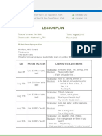 Lesson Plan: Teacher's Name: MR Nick Class's Code: Starters 1A - FF1 Term: August 2019 Room: 202