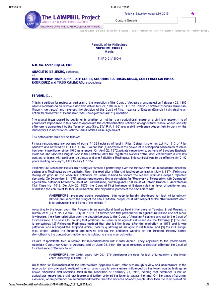 De jesus vs iac 175 scra 559 pdf lease leasehold estate