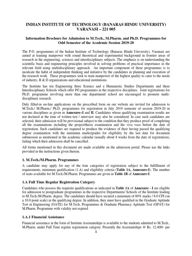 Iit Bhu PDF Engineering Academic Degree
