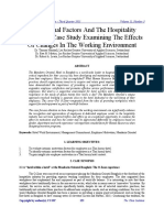 Motivational Factors and The Hospitality Industry: A Case Study Examining The Effects of Changes in The Working Environment