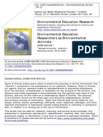 Environmental Education Research: To Cite This Article: KAREN MALONE (1999) Environmental Education Researchers