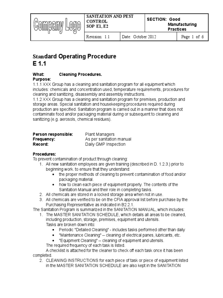 Sanitation and Pest Control Procedure Pest Control Pesticide