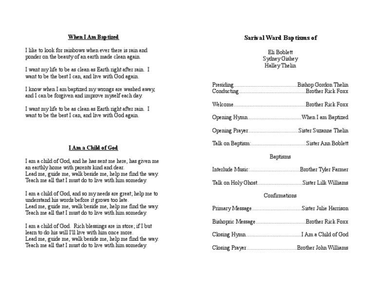 Baptism Program | PDF | Baptism | Religious Rituals