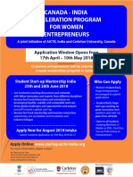 Canada - India Acceleration Program For Women Entrepreneurs: Application Window Opens From 17th April - 10th May 2018