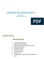 Material & Construction 2: Credit Hours 3 Session Per Week: 1