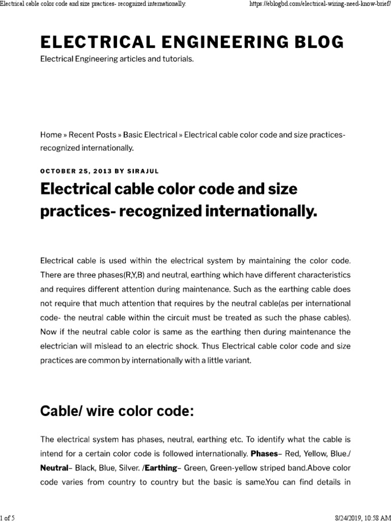 Cable/ Wire Color Code | PDF