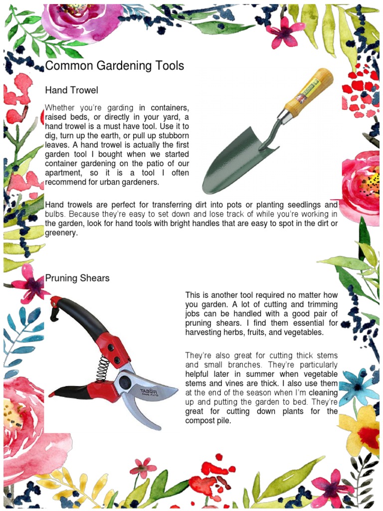 Common Gardening Tools | PDF | Gardens | Pruning, image size:768x1024