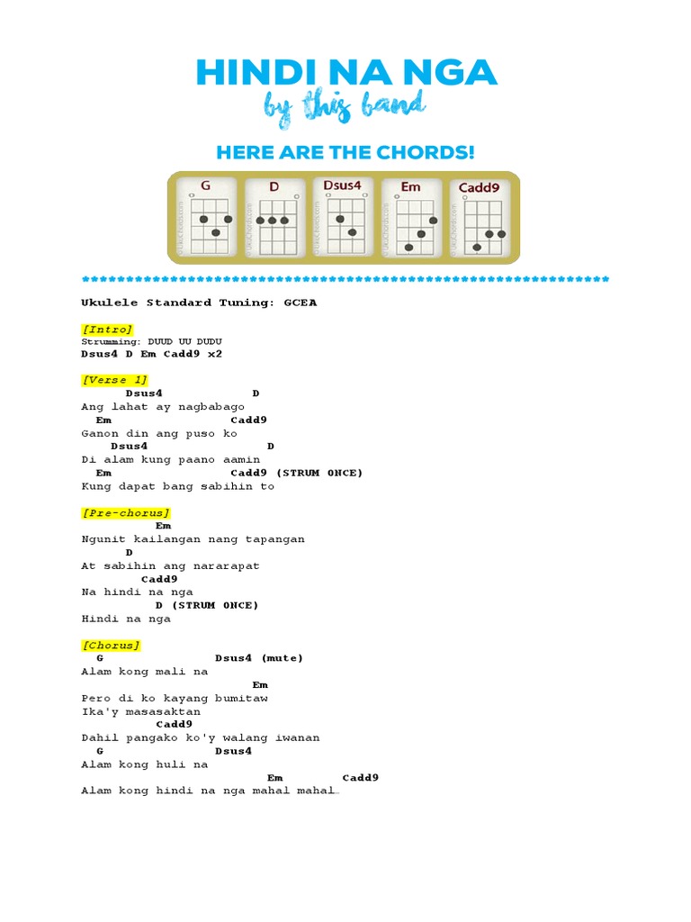 Hindi Na Nga (This Band) Ukulele Sheet PDF PDF