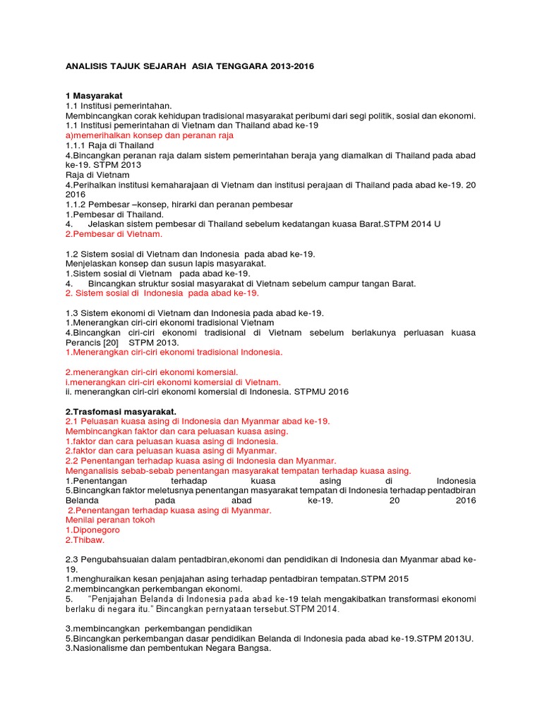 Analisis Tajuk Sejarah Asia Tenggara 2013 Pdf