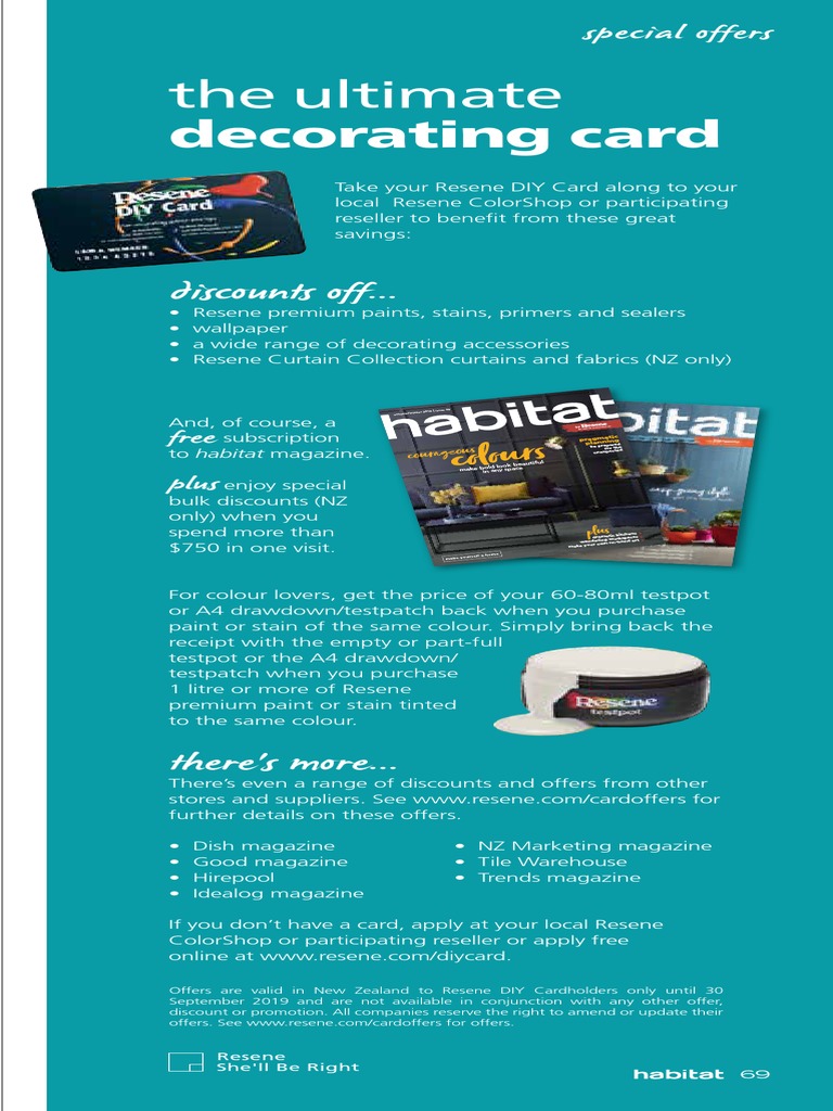 Resene ColorShop Card Offers | PDF | Marketing | Business