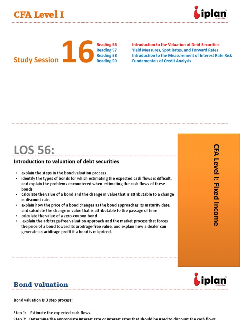 CFA Level I: Study Session | PDF | Arbitrage | Bonds (Finance)