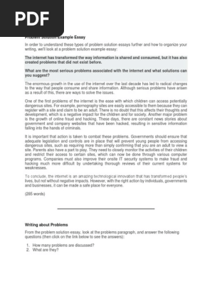 Problem Solution Example Essay