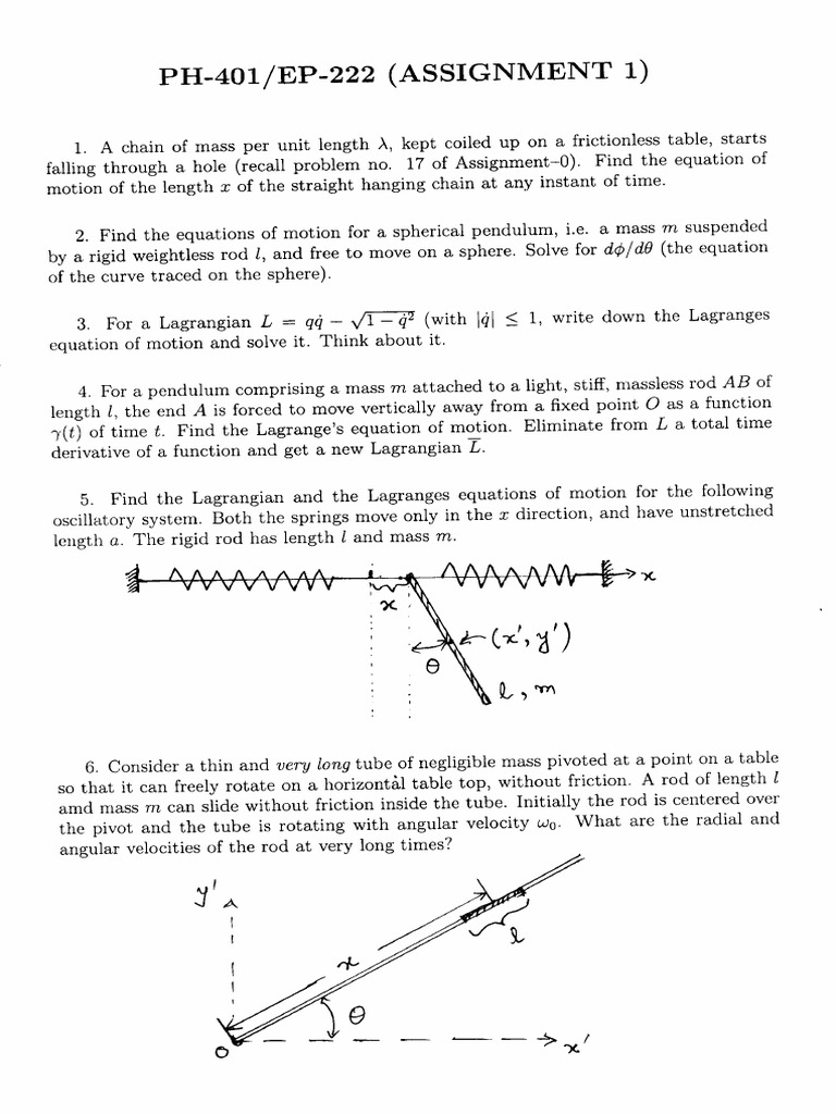 Iit B Classical Mech Assign 1
