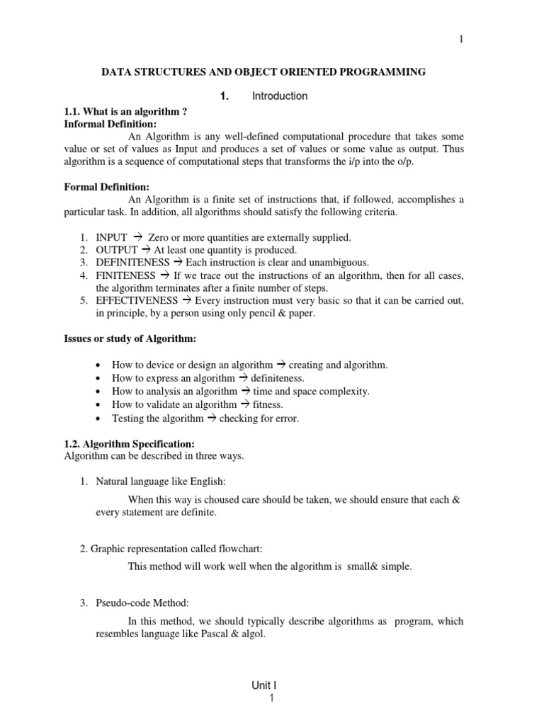 Unit 1 | PDF | Array Data Structure | Algorithms