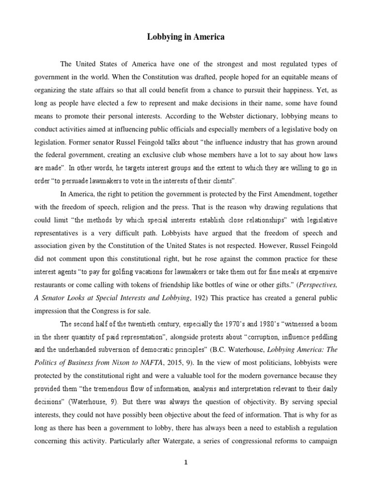 Understanding Lobbying in America | PDF | Lobbying In The United States ...