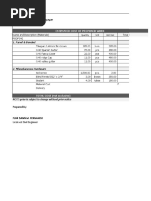 ROOFING ESTIMATE