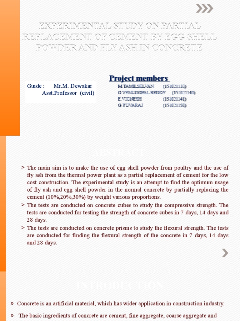 Final Semester Main Project Presentation | PDF | Fly Ash | Concrete