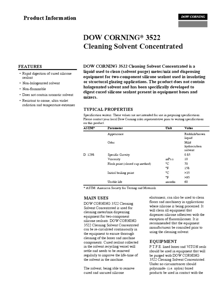 DC-3522-TD Dow Corning 3522 | PDF | Silicone | Solvent