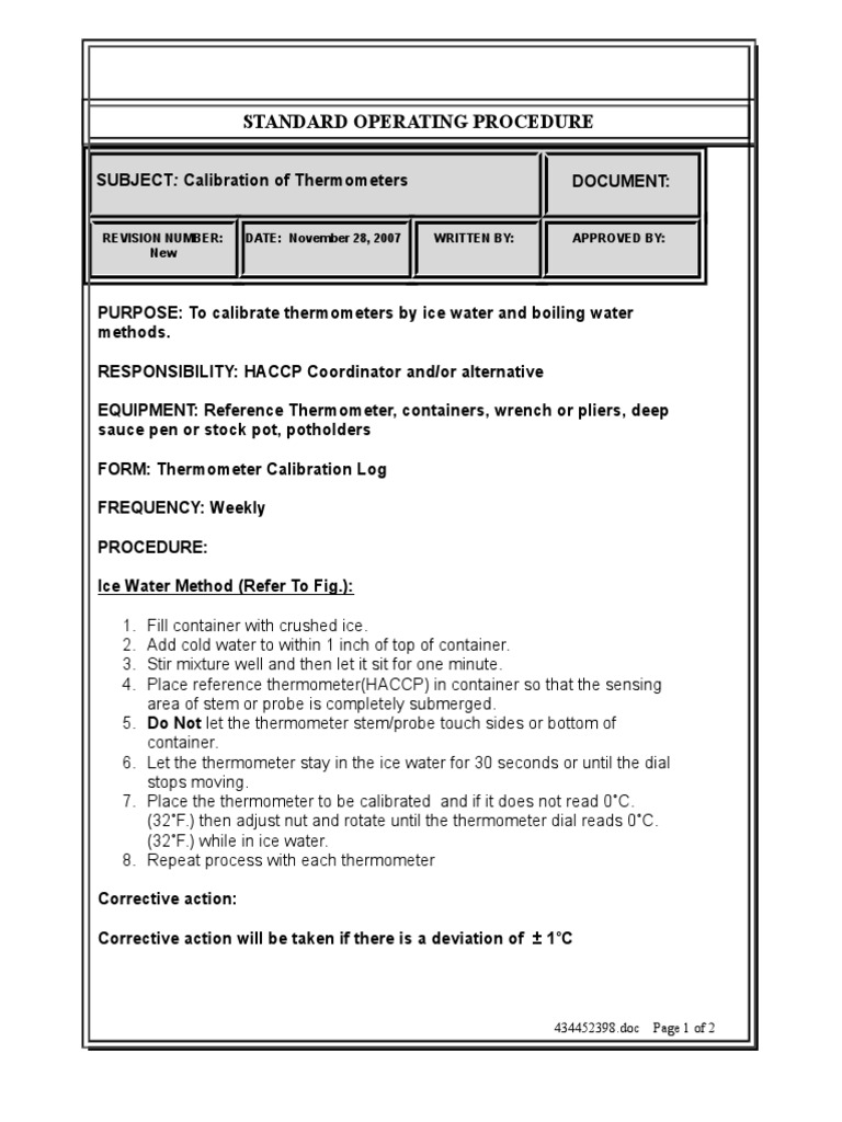 Thermometer Calibration Log