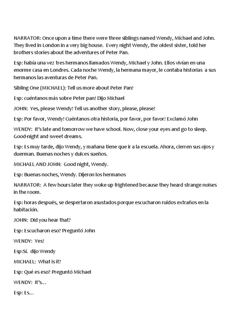 Peter Pan Script | Peter Pan | Neverland