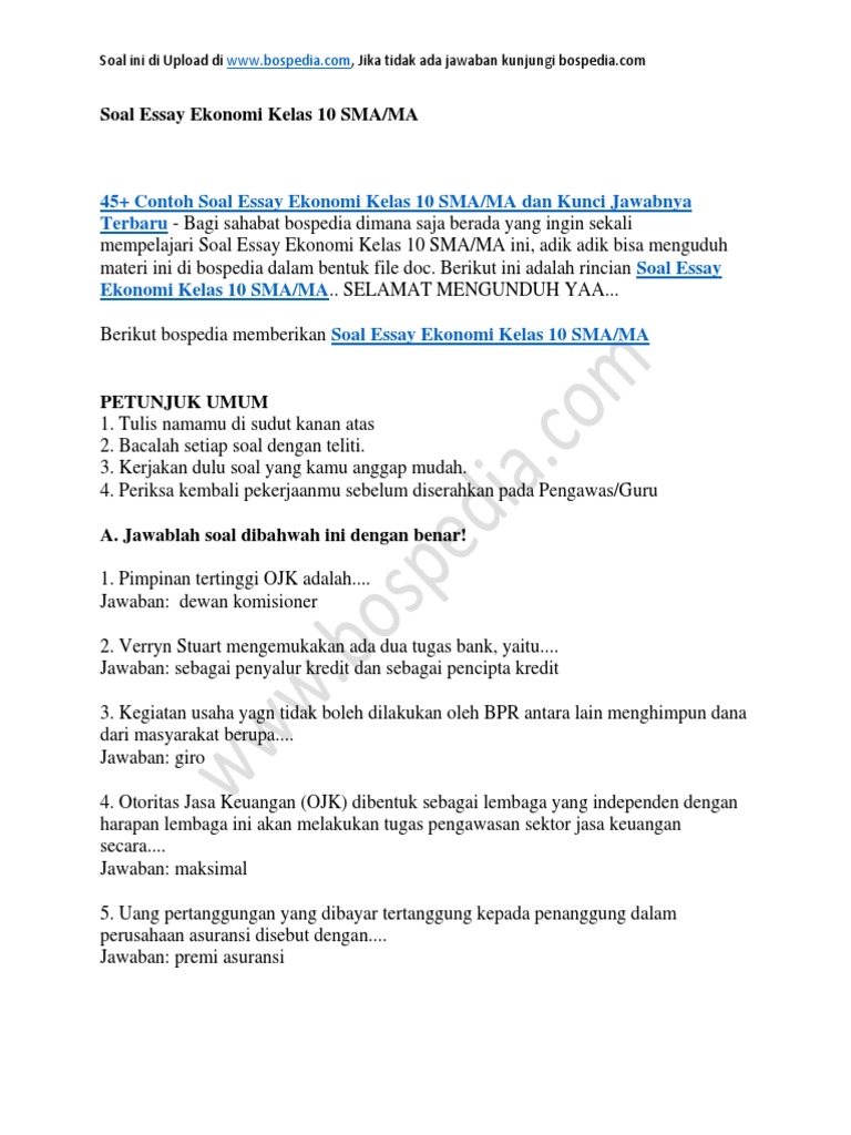 Contoh Soal Essay Yang Benar Guru Paud