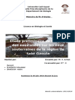 PFE Licence Biologie/ impact des eaux usées sur les eaux souterraines