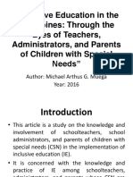 Inclusive Education in The Philippines: Through The Eyes of Teachers, Administrators, and Parents of Children With Special Needs