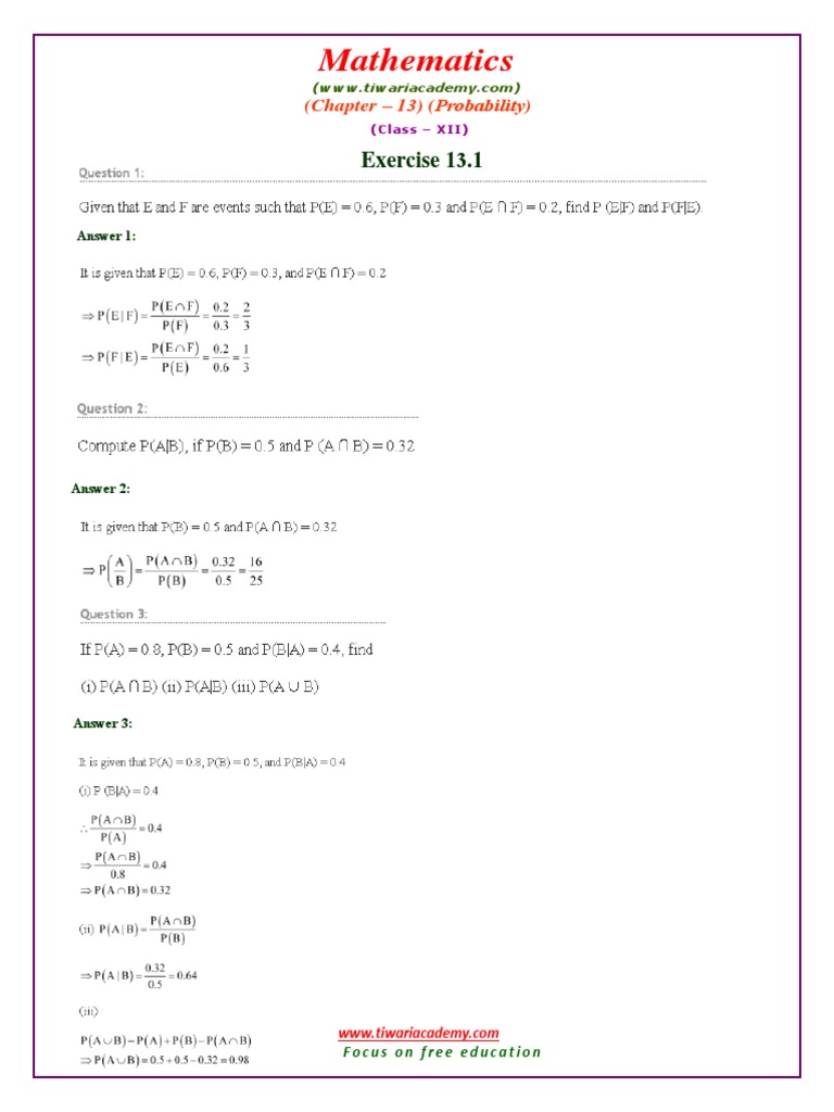 12 Maths NcertSolutions Chapter 13 1 PDF | PDF