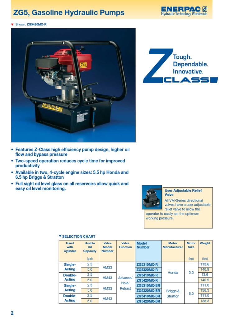 Gasoline Hydraulic Pump Specifications | PDF | Engines | Pump