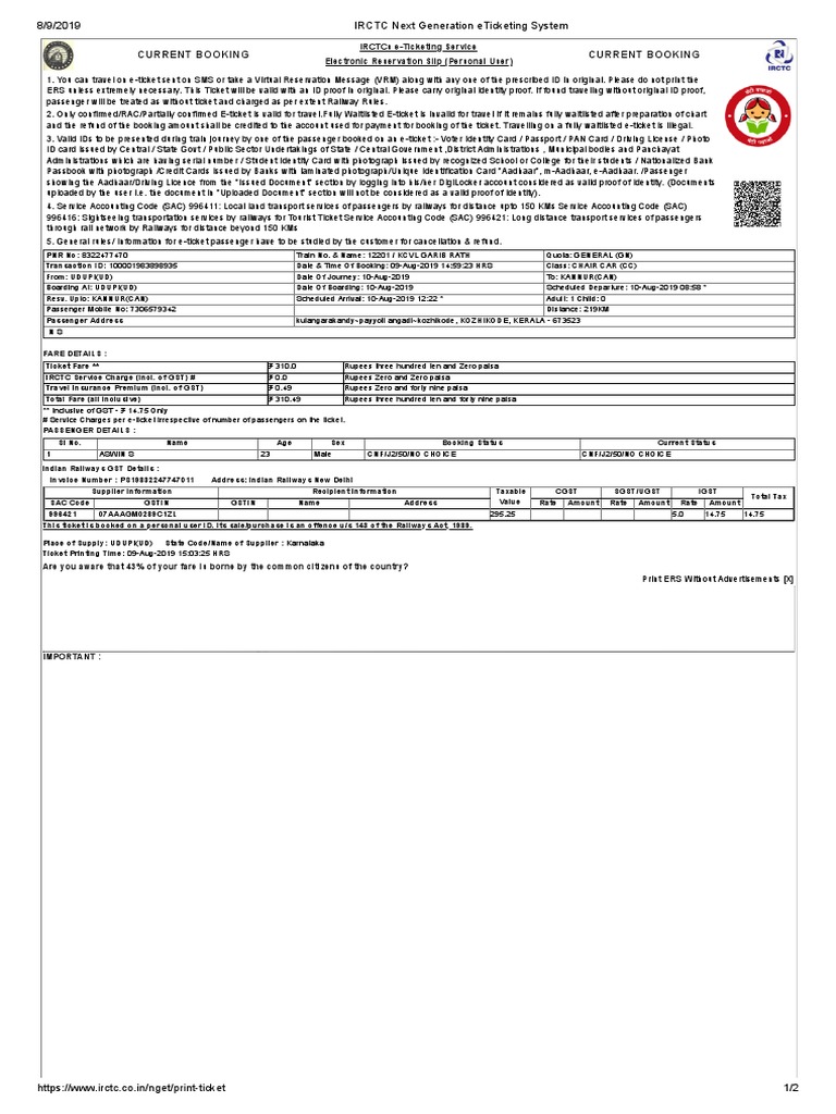 IRCTC Next Generation Eticketing System PDF | PDF | Identity Document ...