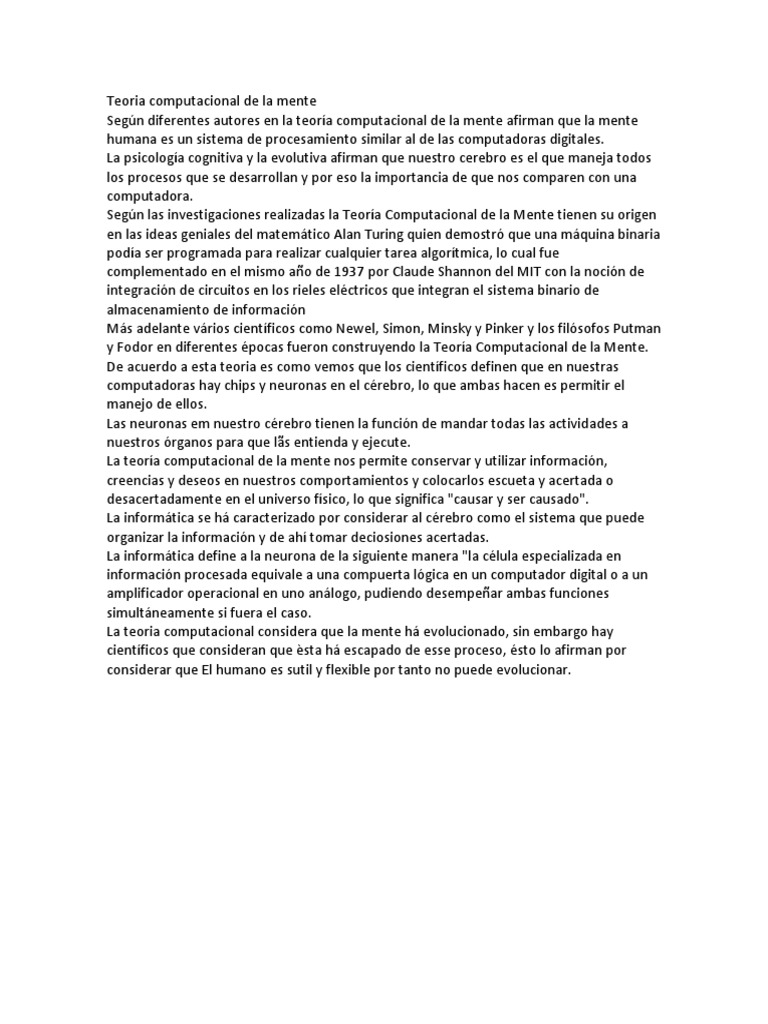 Teoria Computacional de La Mente PDF